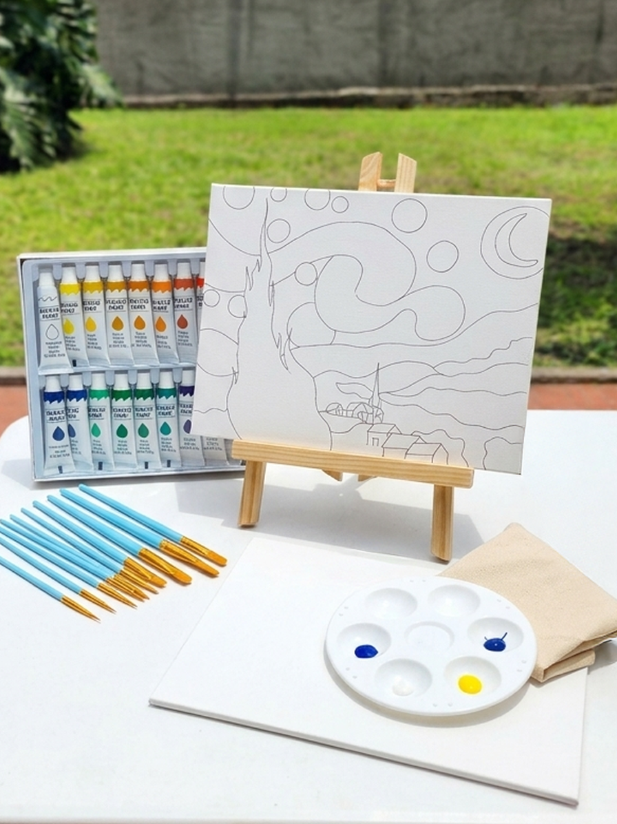 Kit de Pintura Para Niños De La Noche Estrellada - Van Gogh