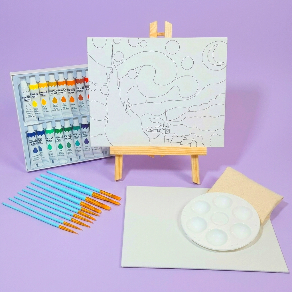Kit de Pintura Para Niños De La Noche Estrellada - Van Gogh
